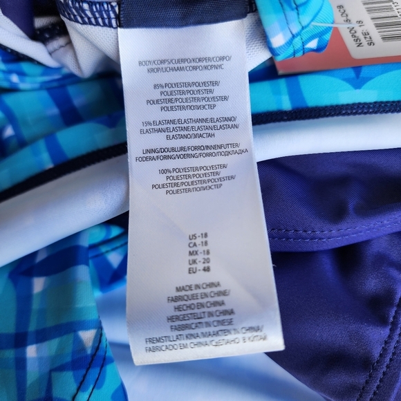NWT $60 Noon 1 Piece Swim Skirted Bathing Suit White Blue Mosaic Casey Key 18 - Picture 11 of 16